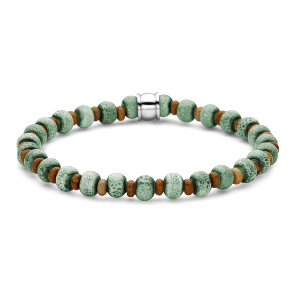 Frank 1967 Armband Edelstahl IPS - Grüner Keramikstein 6mm