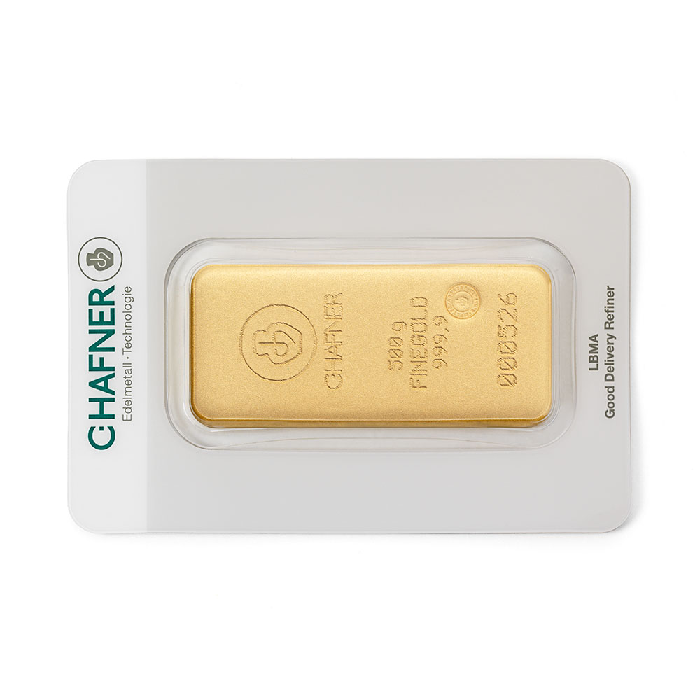 500g Goldbarren C.HAFNER - 999,9 Feingold - Neuware