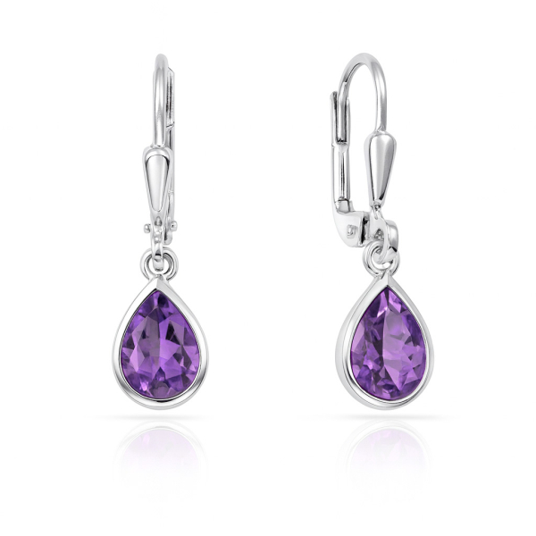 Ohrhänger Silber 925 rhodiniert - Amethyst Tropfenform