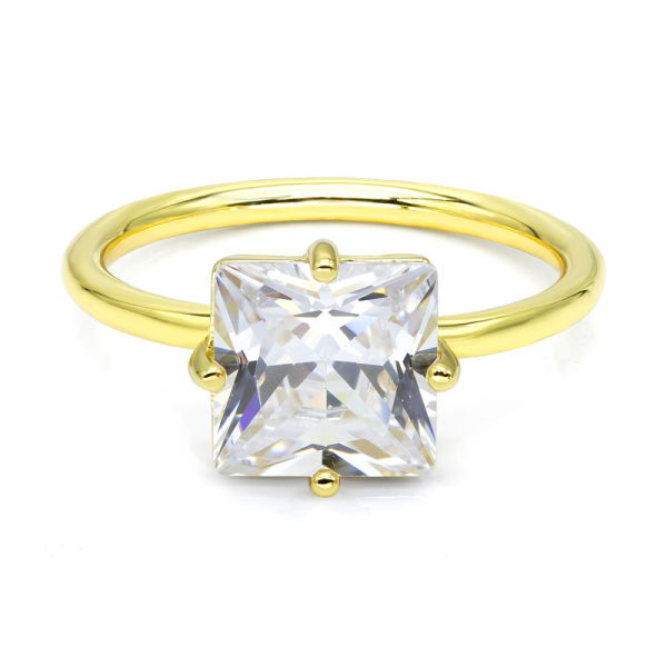 Damenring Zirkonia Weiß Silber 925 vergoldet - 8x8mm