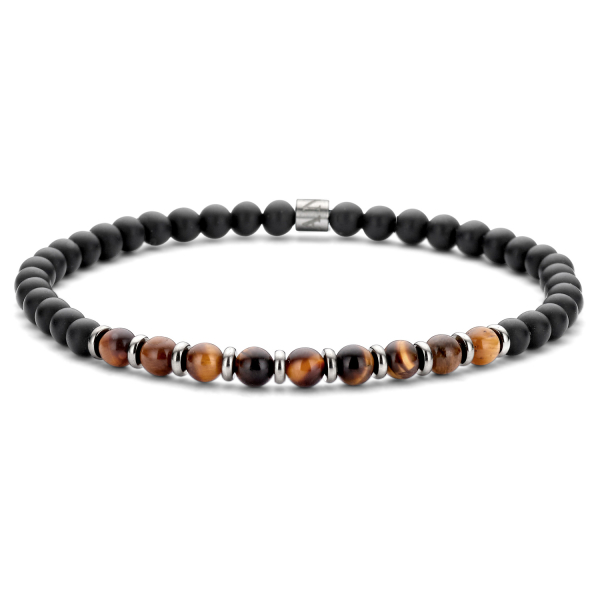 Frank 1967 Armband Edelstahl IPS - Achat und Tigerauge - 4mm breit
