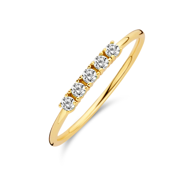 Damenring Silber 925 vergoldet - 5 Zirkonia - 2mm