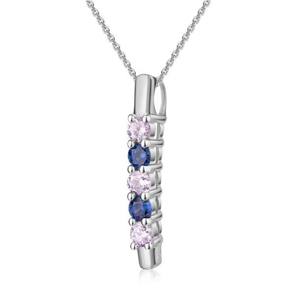 Anhänger Silber 925 rhodiniert - 5 Zirkonia in Lavendel und Tansanit