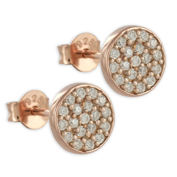 Ohrstecker mit 38 Zirkonia Silber 925 rosé vergoldet