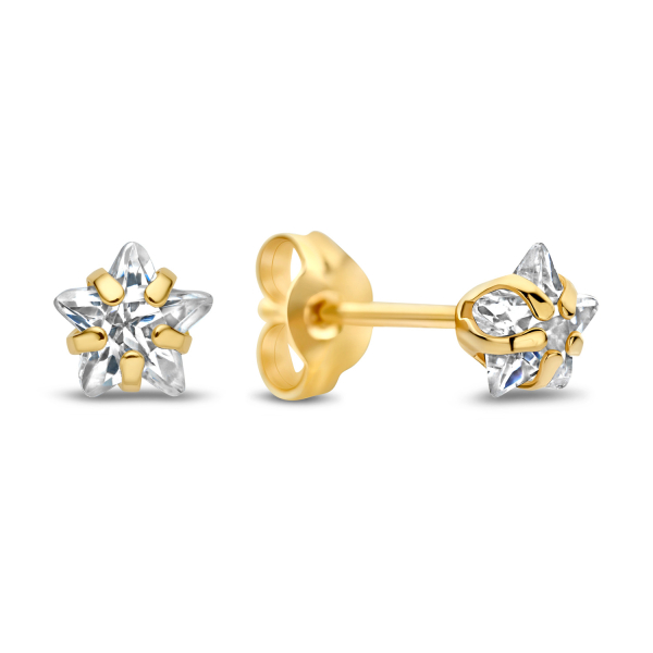 Ohrstecker mit Stern-Zirkonia Gold 585 - 4mm