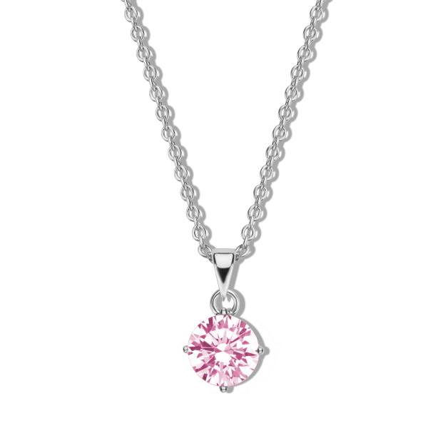 Collier mit Zirkonia pink Silber 925 rhodiniert - Ø 5mm - Ankerkette