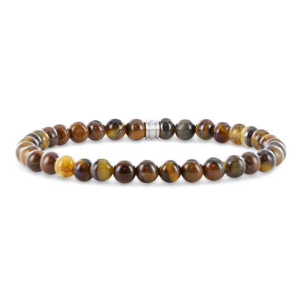 Frank 1967 Armband Edelstahl IPS - Tigerauge 6mm mit Zwischenteil 4mm