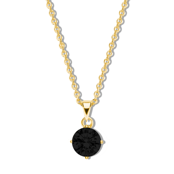 Collier mit Zirkonia schwarz Silber 925 vergoldet - Ø 5mm - Ankerkette