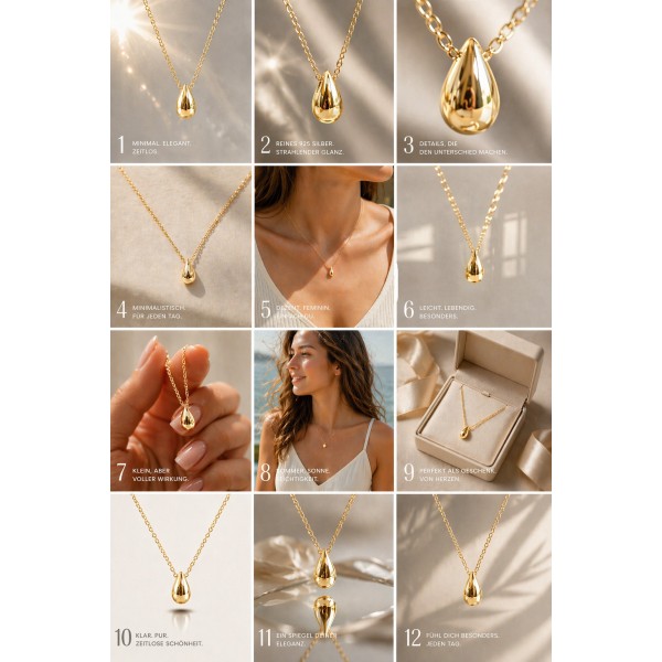 Collier Drop Silber 925 vergoldet - Ankerkette 45cm - Bild 2