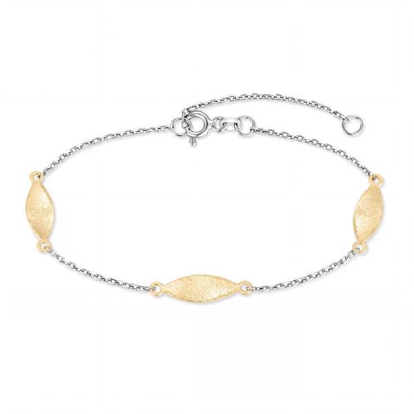 Armband Bicolor Silber 925 rhodiniert und vergoldet - 3 Elemente - 16+3cm