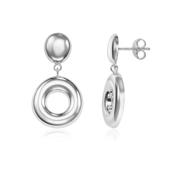 Ohrstecker Donut Silber 925 rhodiniert - Ø 16mm - Mit Oval