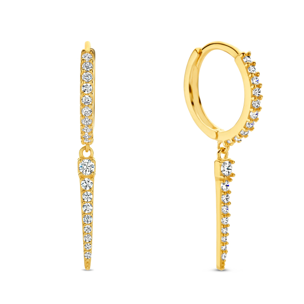 Klappcreolen Stab Gold 585 - 38 Zirkonia - Ø 13mm
