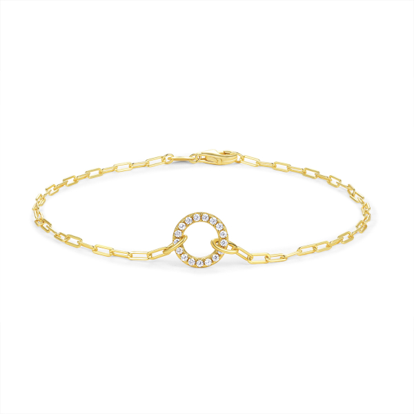 Armband Circle of Life Silber 925 vergoldet - Zirkonia - Ankerkette weit