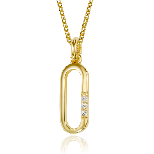 Anhänger Silber 925 vergoldet - 3 Zirkonia - 14,5x6mm