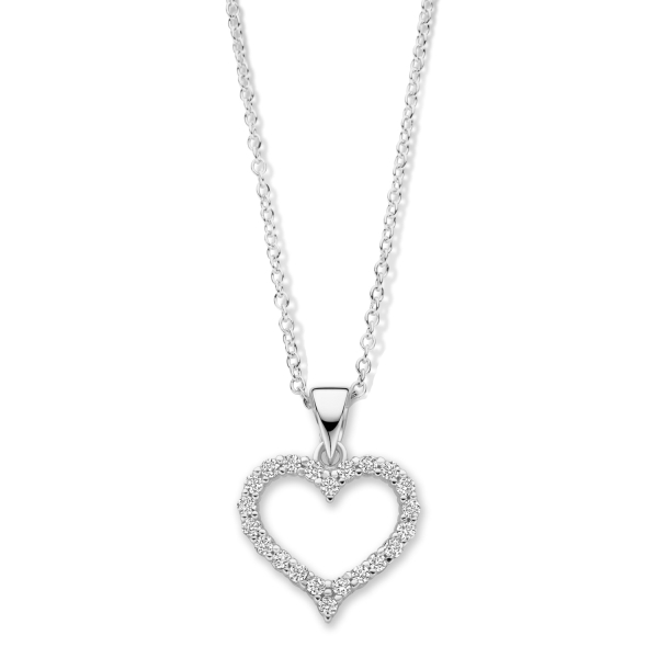 Collier mit Anhänger Herz Silber 925 rhodiniert - 22 Zirkonia - Bild 2