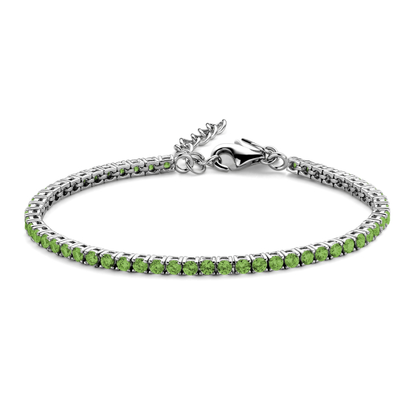 Tennisarmband Zirkonia grün Silber 925 rhodiniert - 3mm