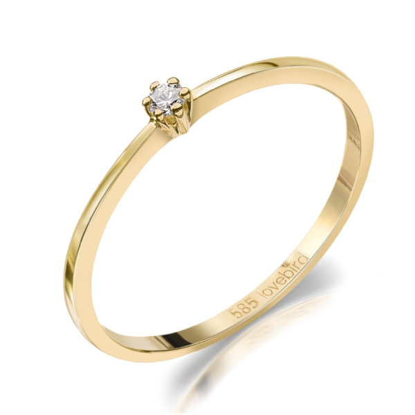 Lovebird Damenring Gelbgold 585 - Brillant 0,03 ct. - 6 Stotzen Fassung