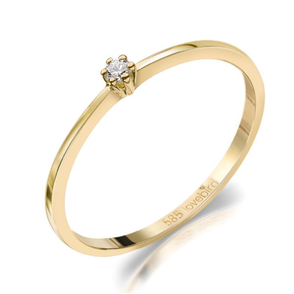 Lovebird Damenring Gelbgold 585 - Brillant 0,03 ct. - 6 Stotzen Fassung