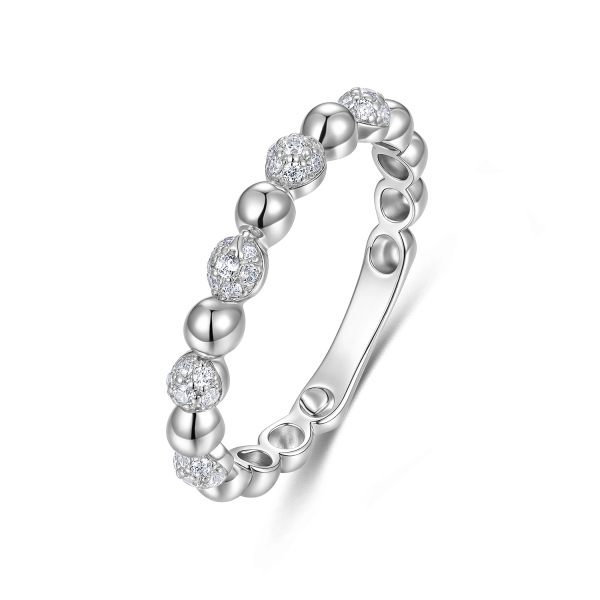 Kugel-Ring Zirkonia Silber 925 rhodiniert - Hochglanz