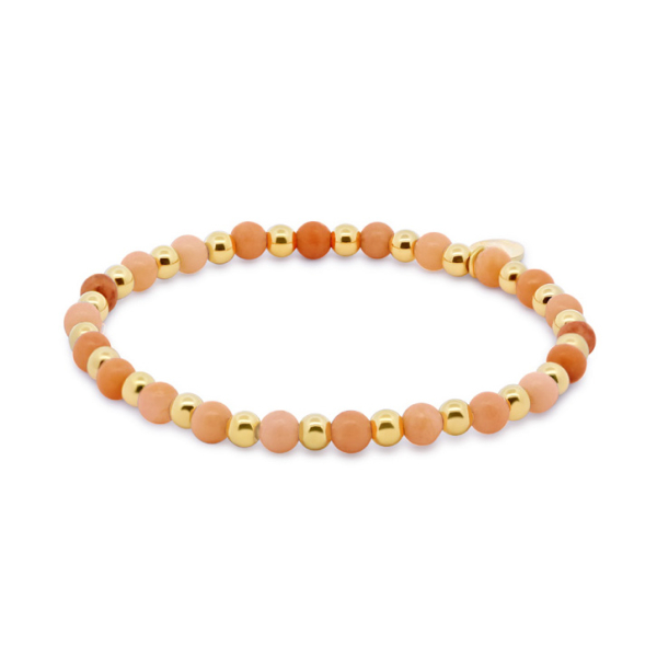 Lovebird Armband Aventurin rosé und milchig Edelstahl IPG - 4,6mm