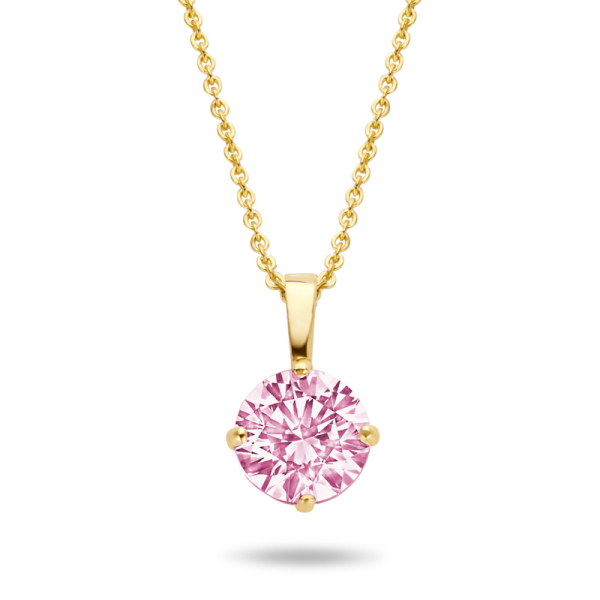 Collier mit Anhänger Zirkonia rosa Gold 585 - 4mm