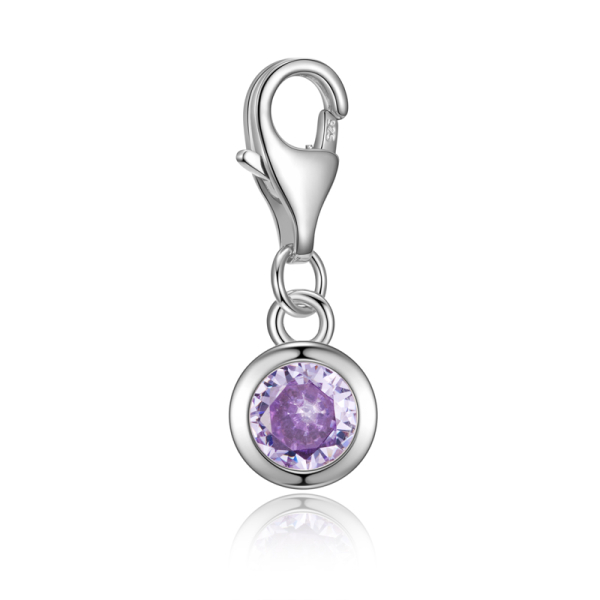Charm Zirkonia Fliederfarben Silber 925 - 5mm