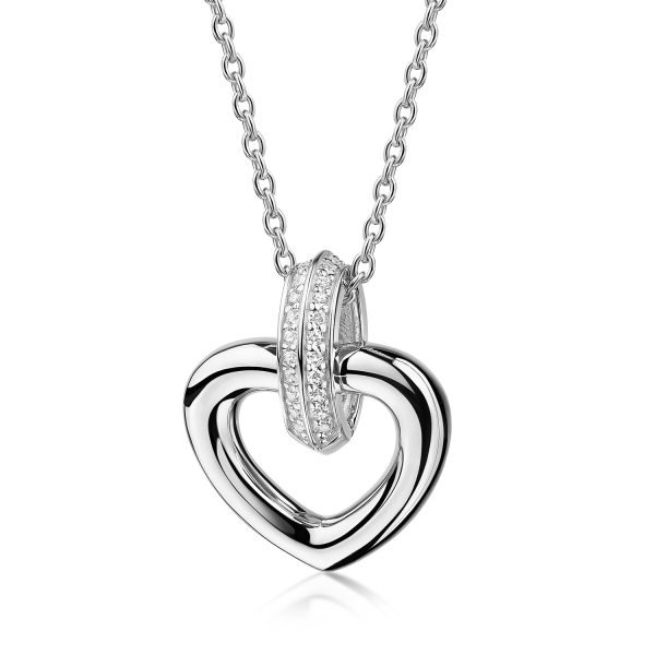 Collier mit Anhänger Herz Silber 925 rhodiniert - Schlaufe mit Zirkonia