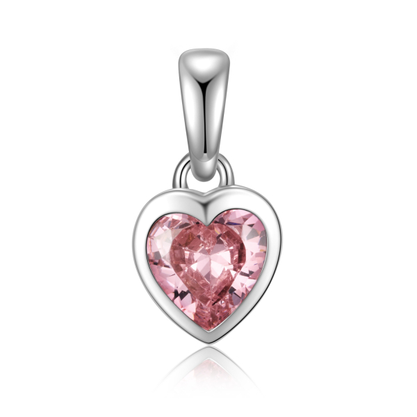 Anhänger Herz Silber 925 rhodiniert - Zirkonia rosa - 14mm hoch