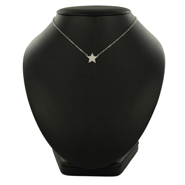 Collier Stern Silber 925 rhodiniert - 18 Zirkonia - 13x13mm - Bild 2