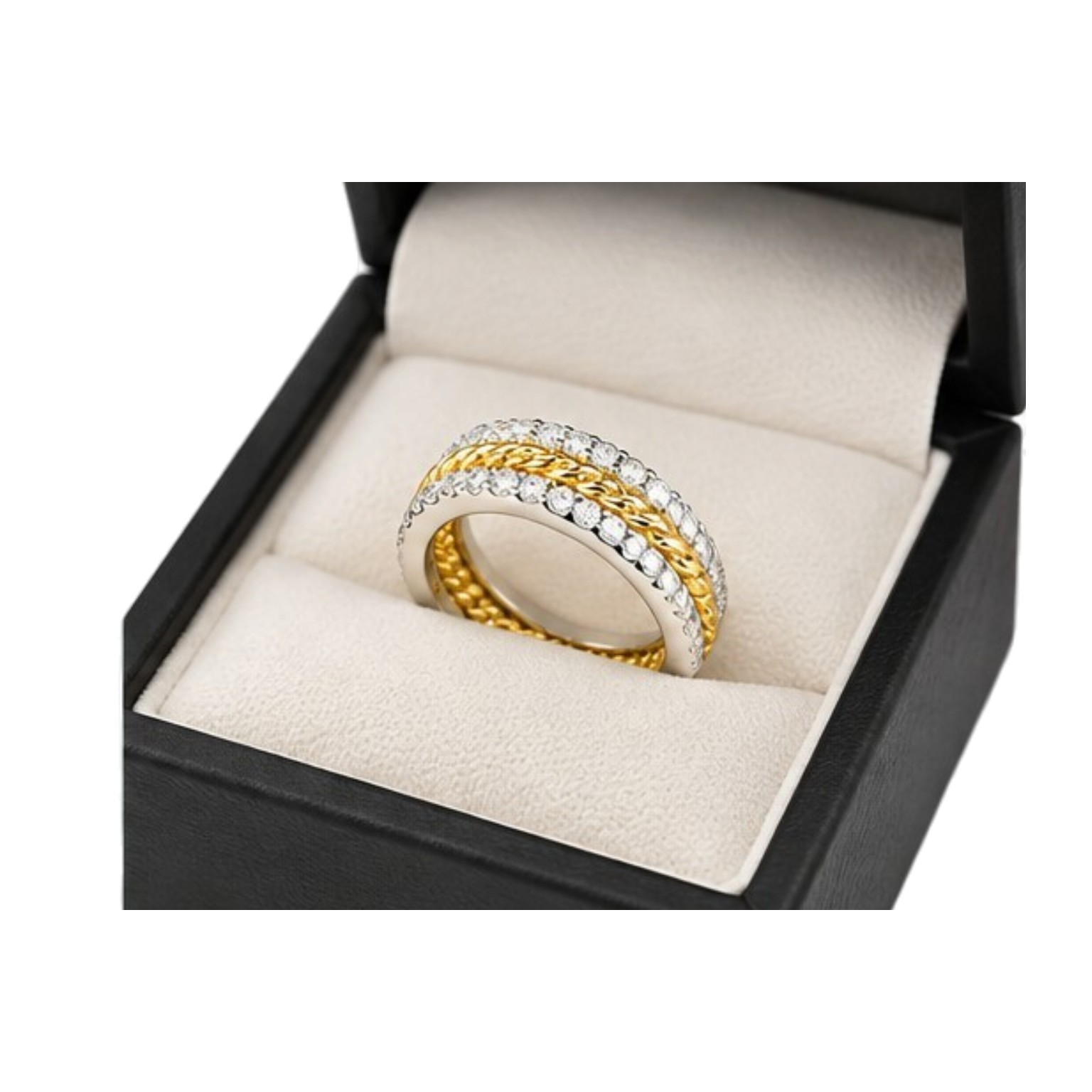 3er Damenring Set Silber 925 Bicolor - 18 Karat vergoldet - 40 Zirkonia - Bild 4