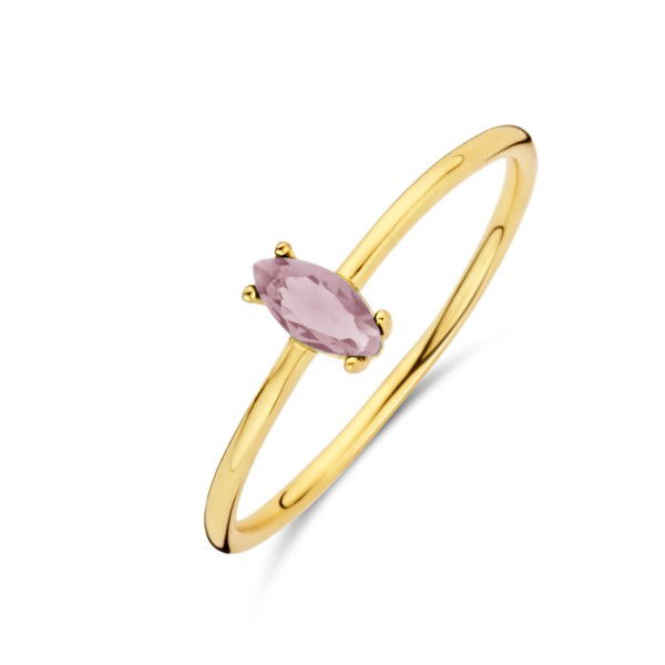 Damenring Zirkonia Pink Silber 925 vergoldet - 6x3mm