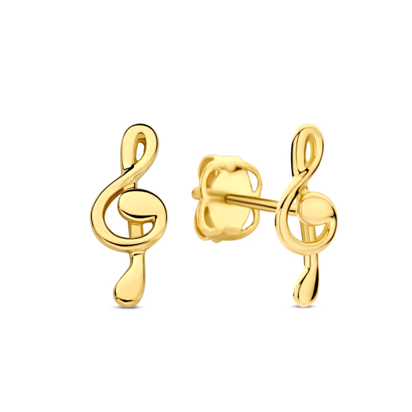 Ohrstecker Notenschlüssel Gold 585 - Glänzend 8,4x3,2mm