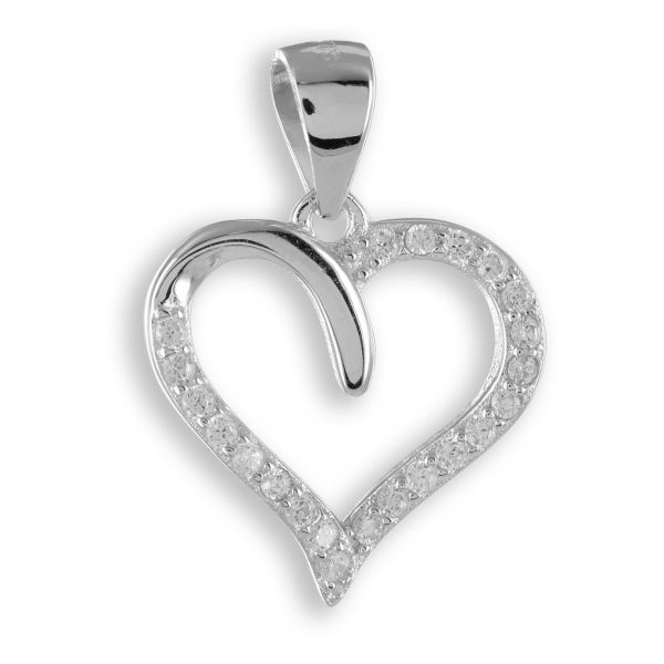 Anhänger Herz Silber 925 rhodiniert - 21 Zirkonia - 14,5x14,5mm