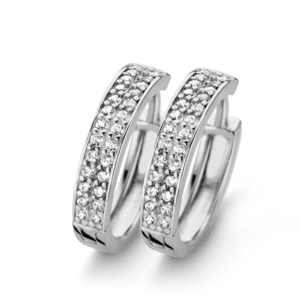 Klappcreolen Silber 925 rhodiniert - Ø 16mm - 52 Zirkonia