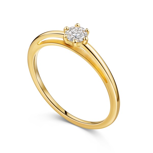 Lovebird Damenring Gelbgold 585 - Lab Grown Brillant 0,20 ct. - 6 Stotzen Fassung