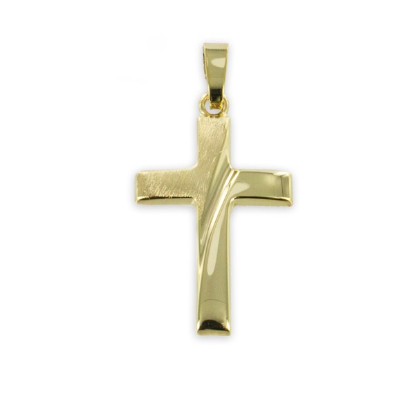 Kreuzanhänger Gold 333 - 28x14mm - Teilmatt