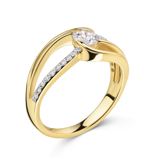 Ring Silber 925 vergoldet - 19 Zirkonia - 8,7mm breit - Bild 2