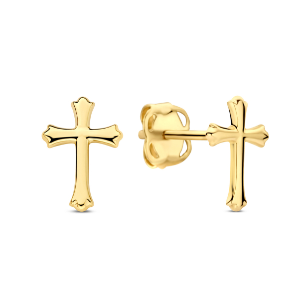 Ohrstecker Kreuz Gold 585 - Hochglanz - 7,0x4,8mm