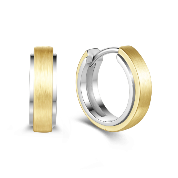Klappcreolen Silber 925 Bicolor - Ø 13mm - 4,70mm breit - Teilmattiert
