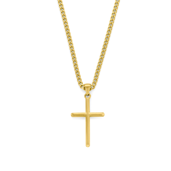 Frank 1967 Halskette mit Anhänger Kreuz Edelstahl IPG - 50cm