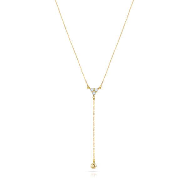 Y-Collier Gold 333 - 3 Zirkonia und Kugel - Bild 2