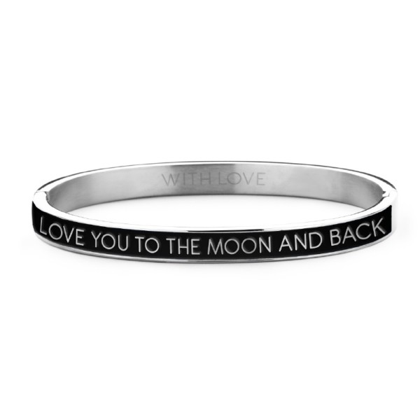 Key Moments Armspange Lack schwarz Edelstahl IPS - LOVE YOU TO THE MOON AND BACK