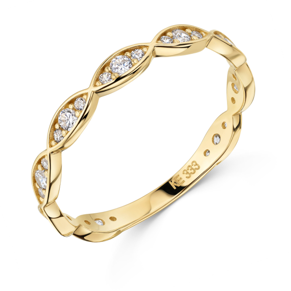 Damenring Gold 333 - 27 Zirkonia - 2,6mm breit