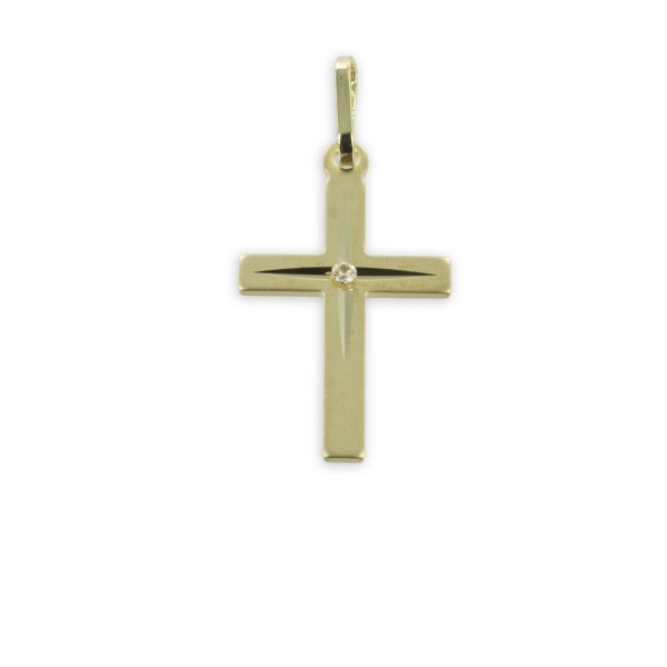 Kreuzanhänger Zirkonia Gold 333 - 23,5x11,5mm