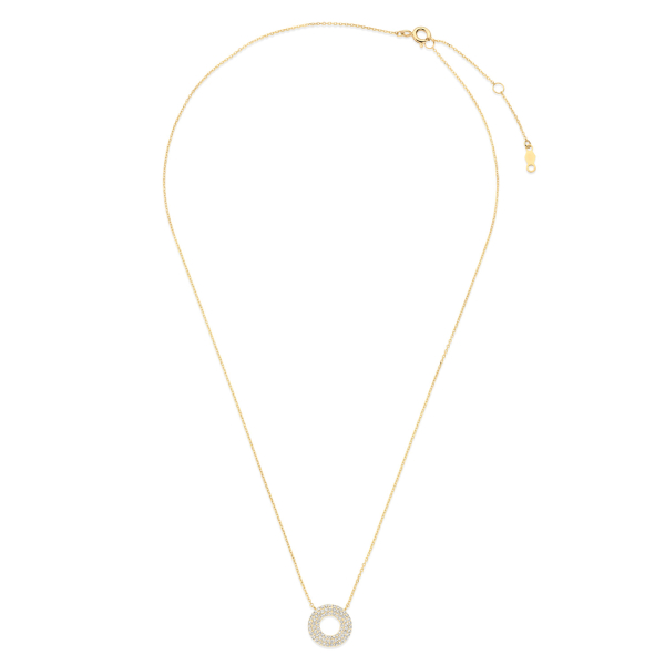 Collier Donut mit Zirkonia Gold 585 - Ankerkette 43cm mit Zwischenösen - Bild 2