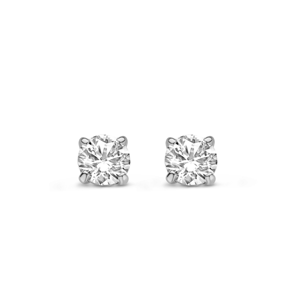 Ohrstecker mit Zirkonia 4mm Weißgold 585 - 4 Stotzen Fassung