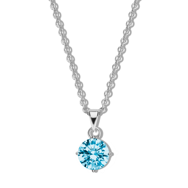 Collier mit Zirkonia hellblau Silber 925 rhodiniert - Ø 5mm - Ankerkette