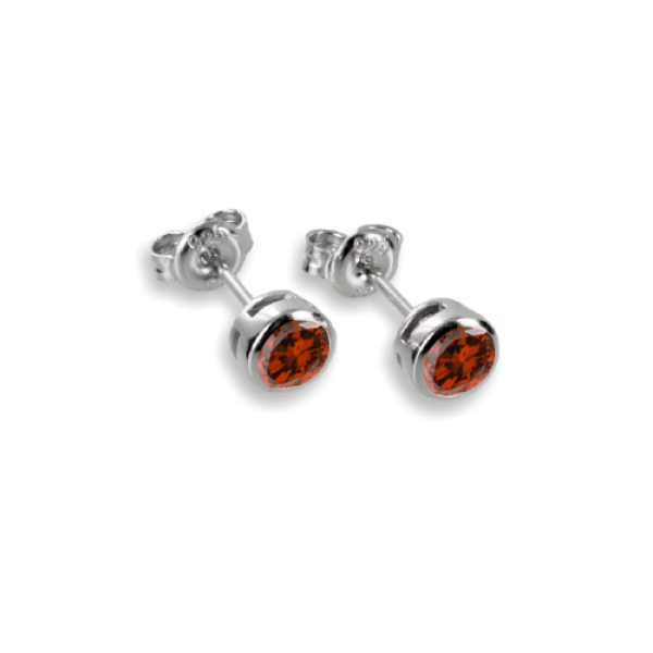Ohrstecker Zirkonia Rot Silber 925 rhodiniert - 2,5mm