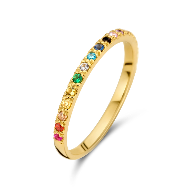 Damenring Gold 585 - 24 bunte Zirkonia