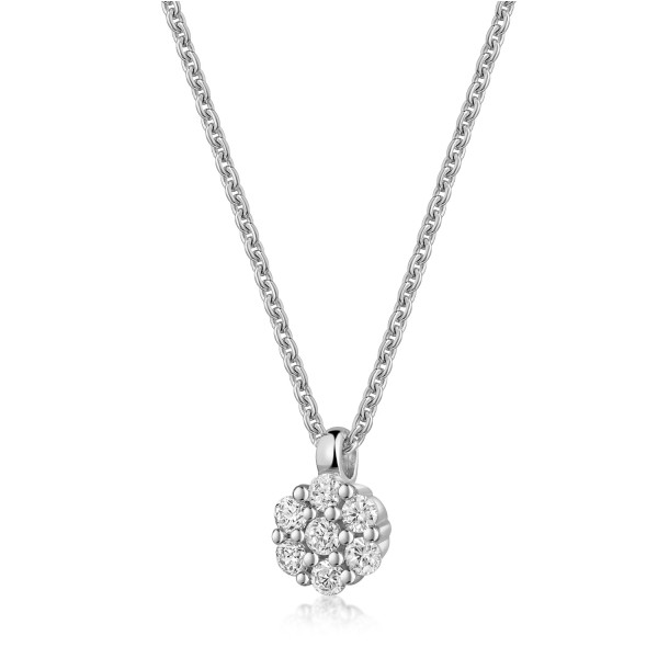 Collier Silber 925 rhodiniert - Anhänger mit 7 Zirkonia - Ø 5,8mm - Recyceltes Silber - Bild 2